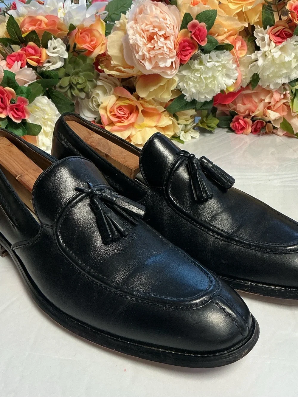 Stacy Adams Easley Black Leather Tassel Loafers Men’s 10.5M Dress Shoes Slip On
